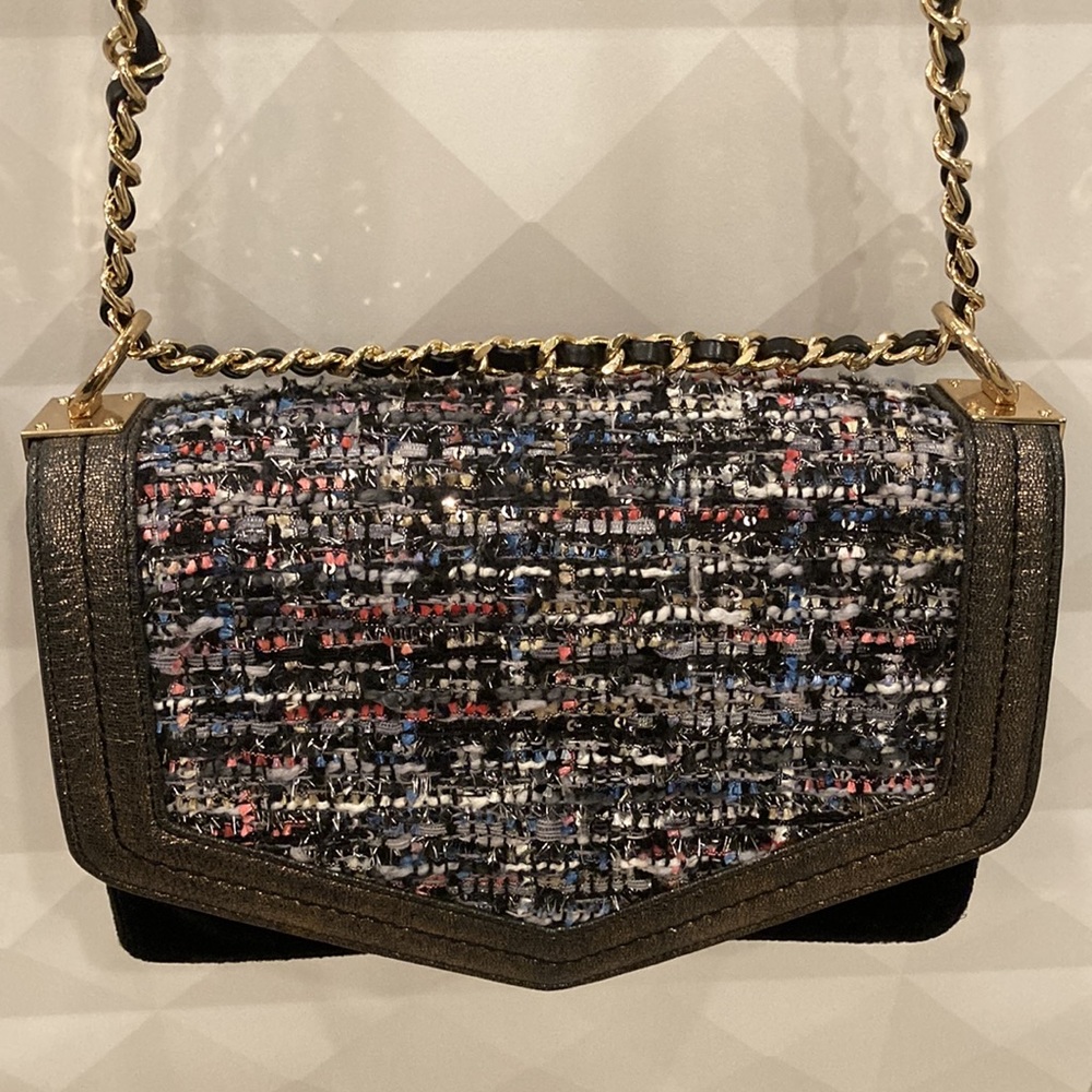 Sam Edelman shoulder bag AND cross body with gold hardware velvet tweed beaded - Picture 4 of 12
